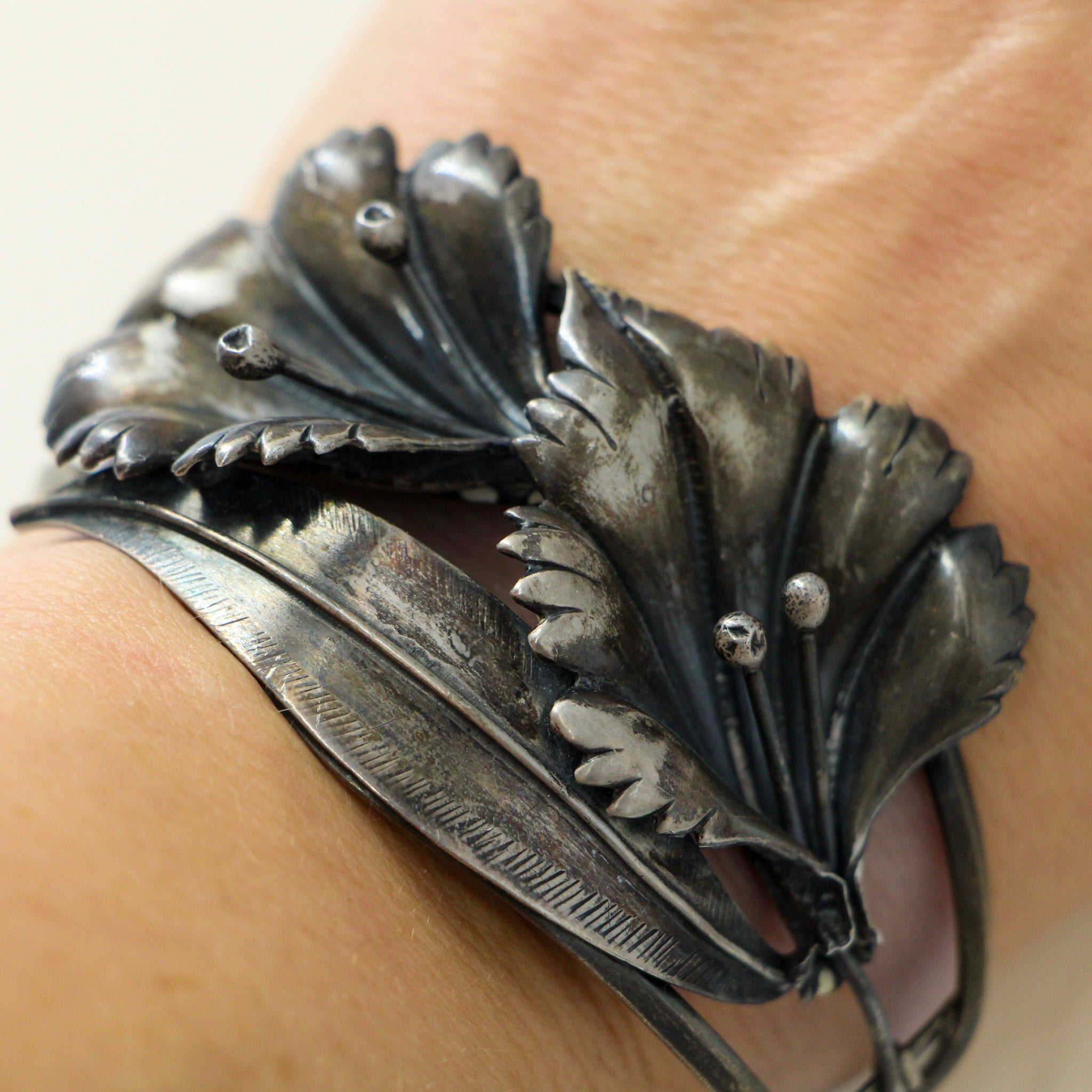 40s sterling art nouveau lily cuff