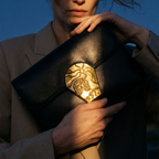 80s mille fiori surrealist brass relief purse - studio metalwork