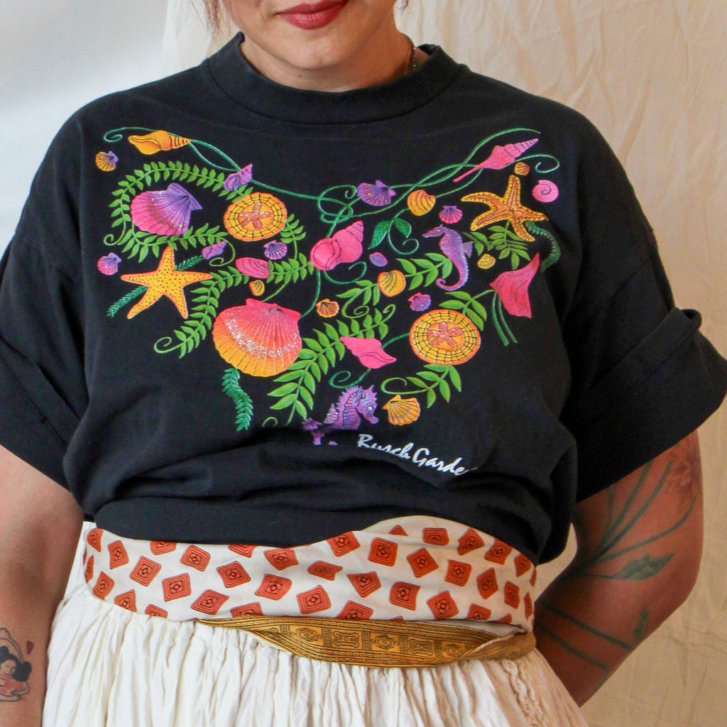 80s native sun x busch gardens neon sea life single-stitch tee (xl, made in usa)