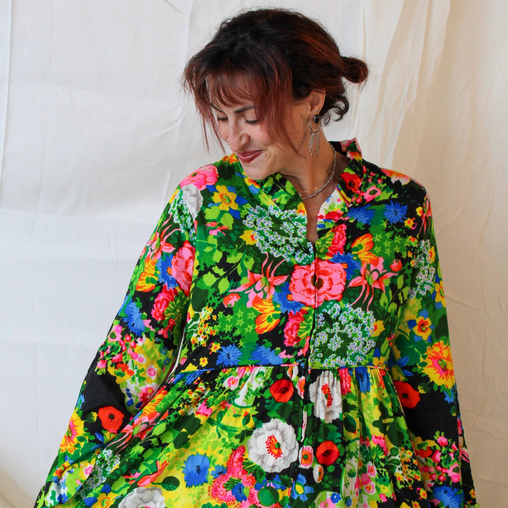 60s floral garden maximalist maxi dress