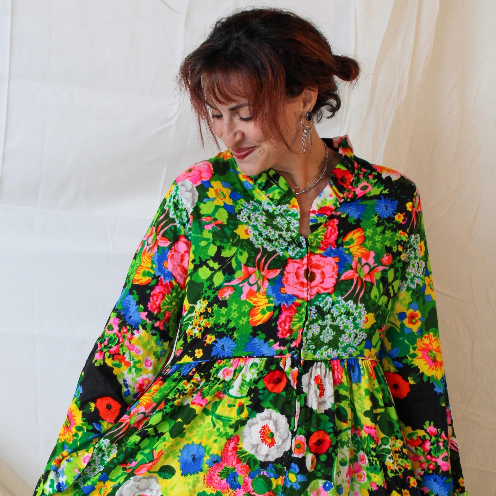 60s floral garden maximalist maxi dress