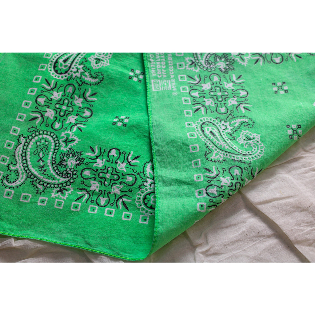 70s/80s Paris Accessories Green Paisley Bandana - Made in USA