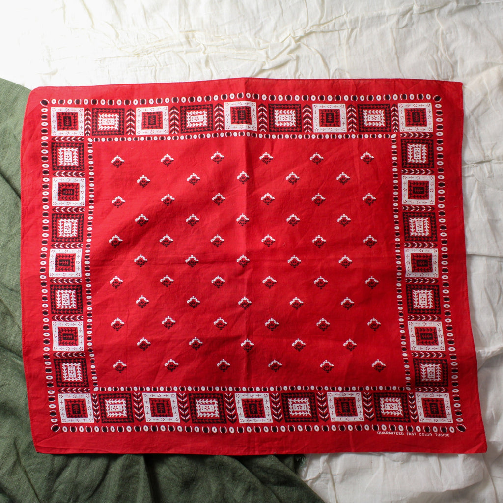 50s MCM guaranteed fast color tuside red bandana (one selvedge edge)