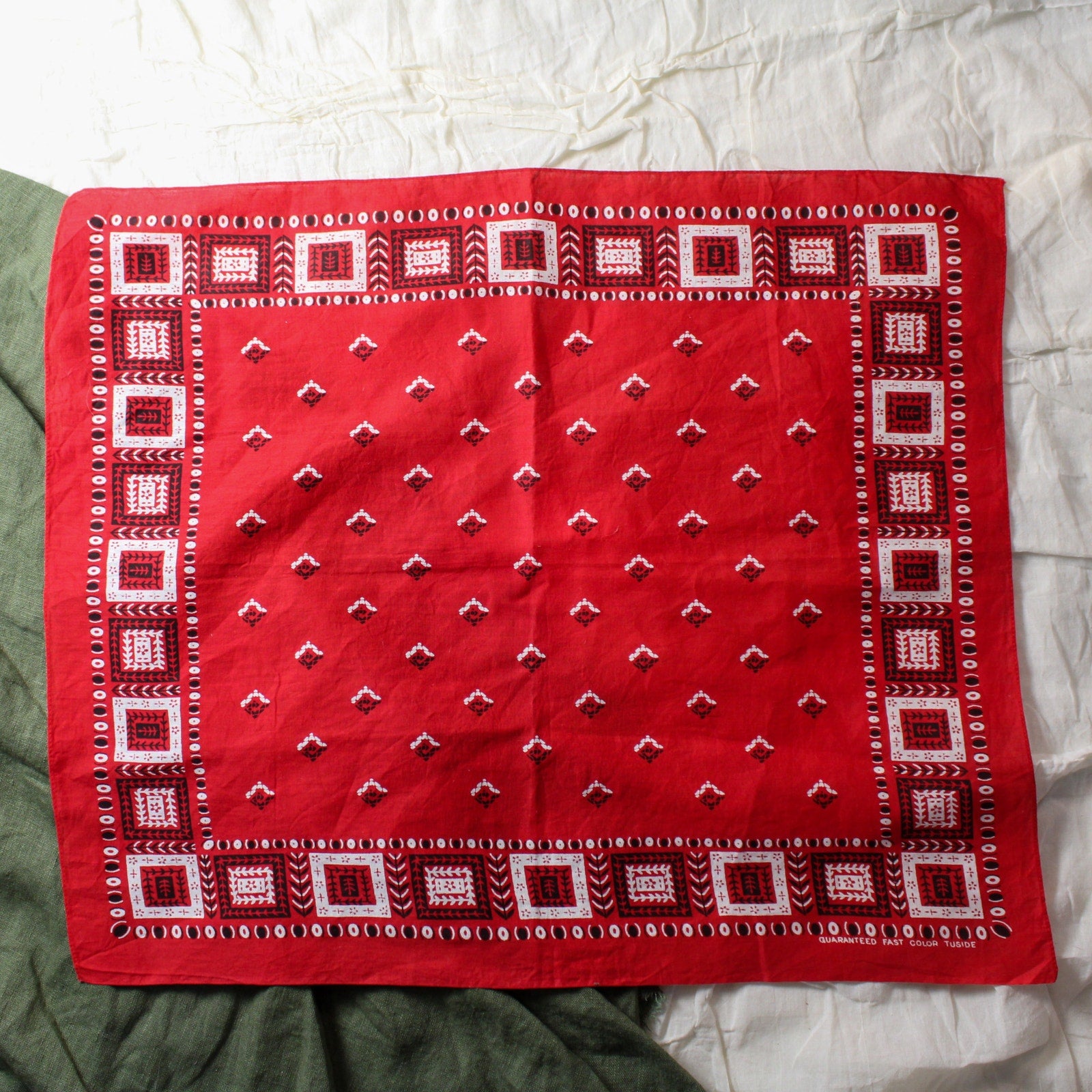 50s MCM guaranteed fast color tuside red bandana (one selvedge edge)