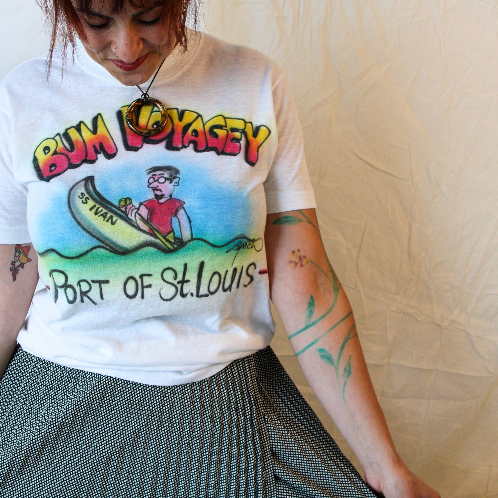 80s Bum Voyagey port of st. louis airbrush t-shirt