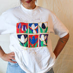 90s hanes beefy-t “tulips” graphic tee by maret – xl made in usa