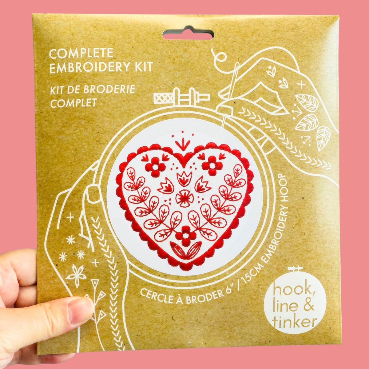 nordic heart embroidery kit, view 3