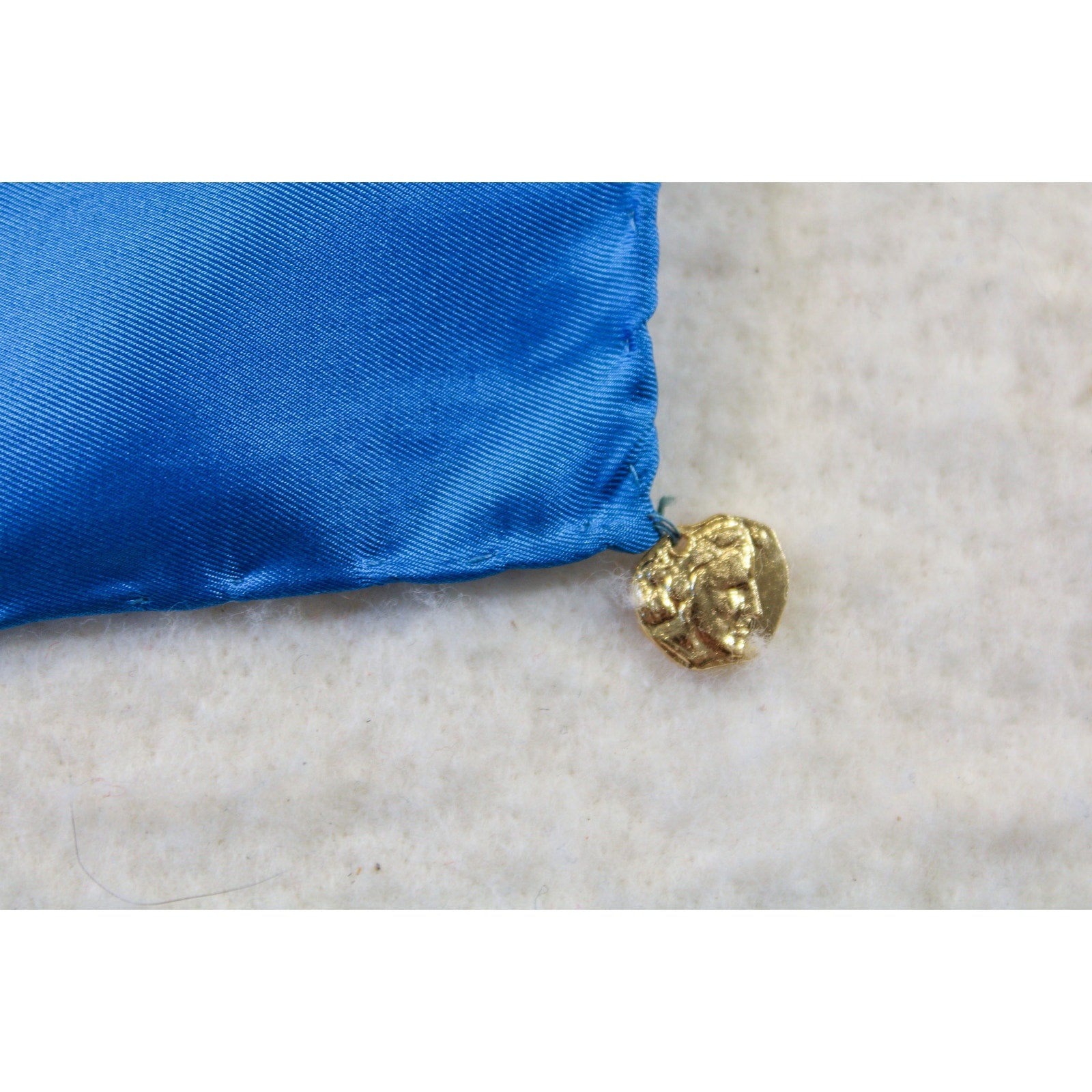 70s Vera Silk Scarf blue handrolled Italy