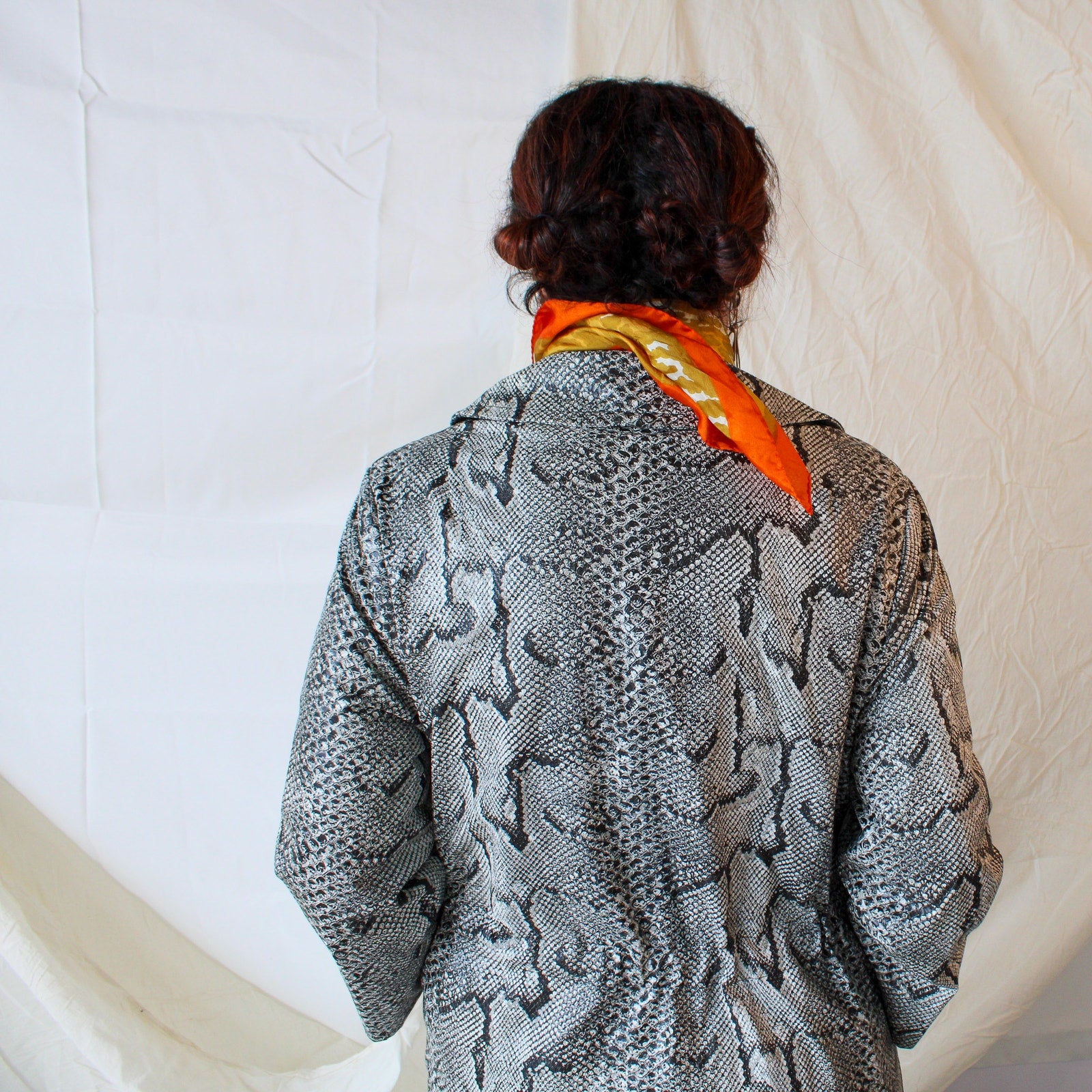 60s faux-snakeskin trench coat - halle bros