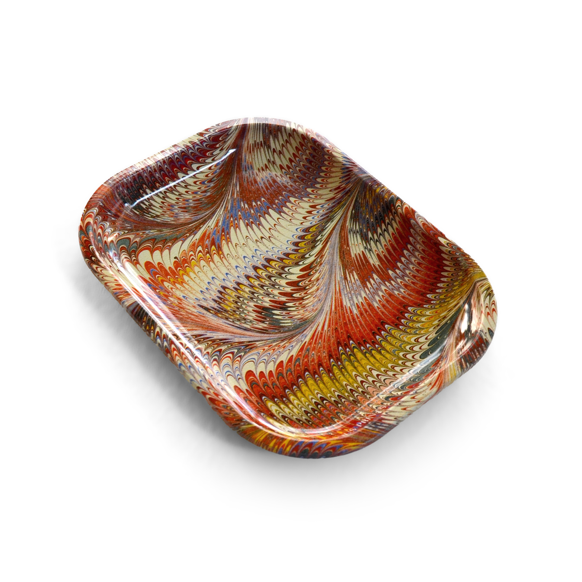 red marbled trinket tray, view 4