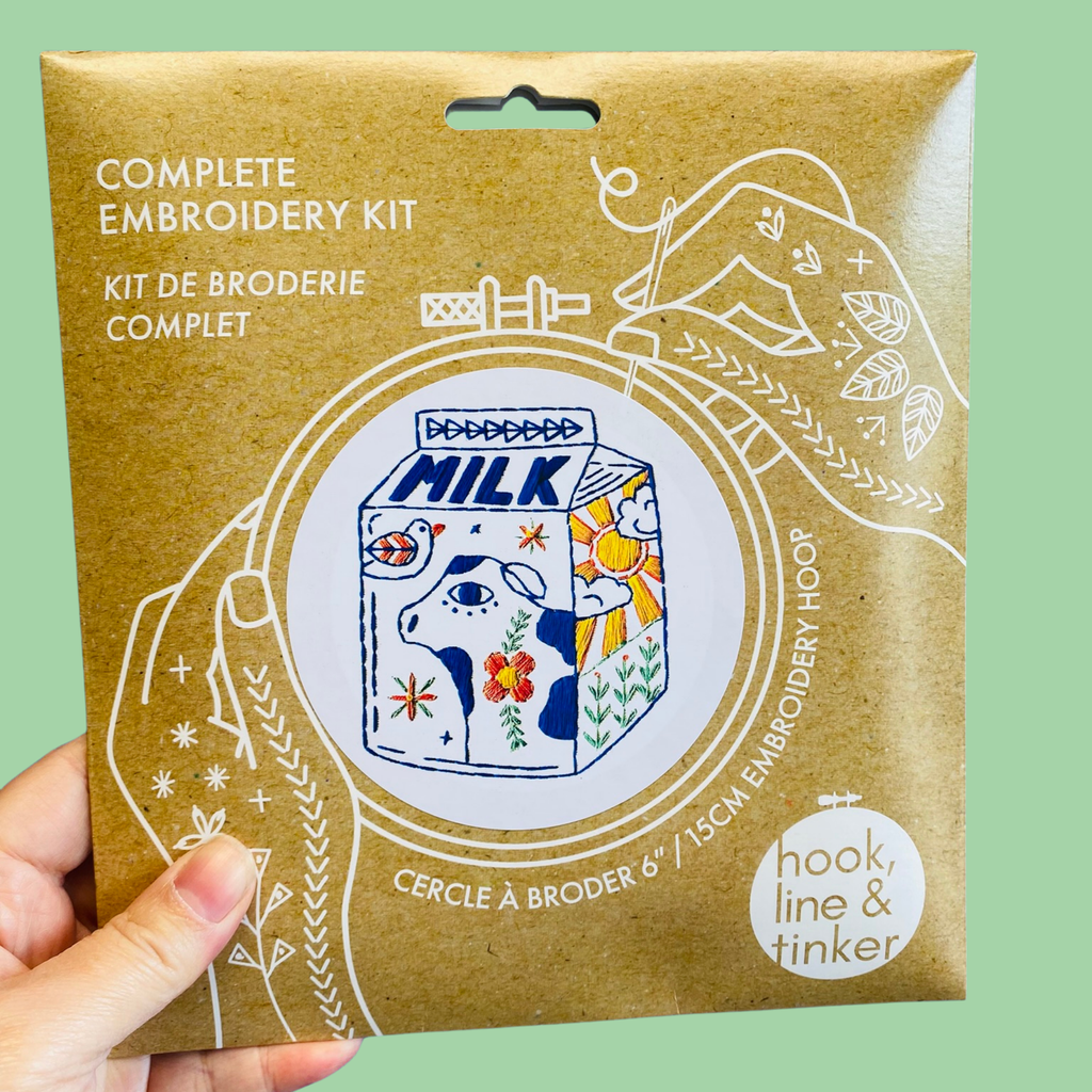 folk milk carton embroidery kit, view 3