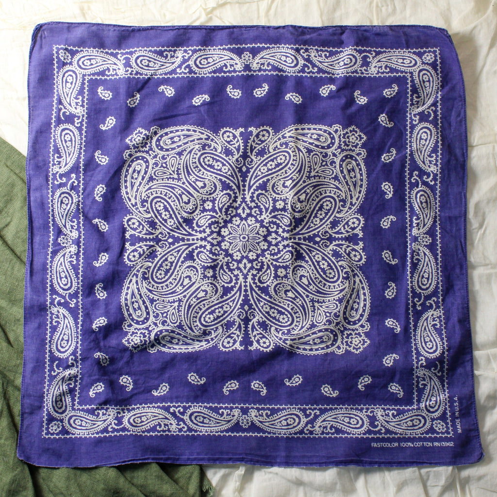80s fast color rn13962 blue paisley bandana (made in usa)