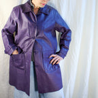 90s vintage purple 100% leather car coat
