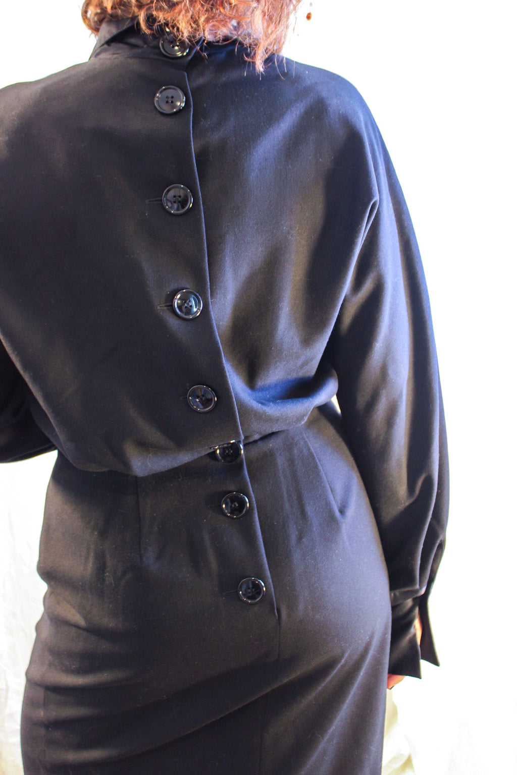 90s studio ferré sculptural collared black dress