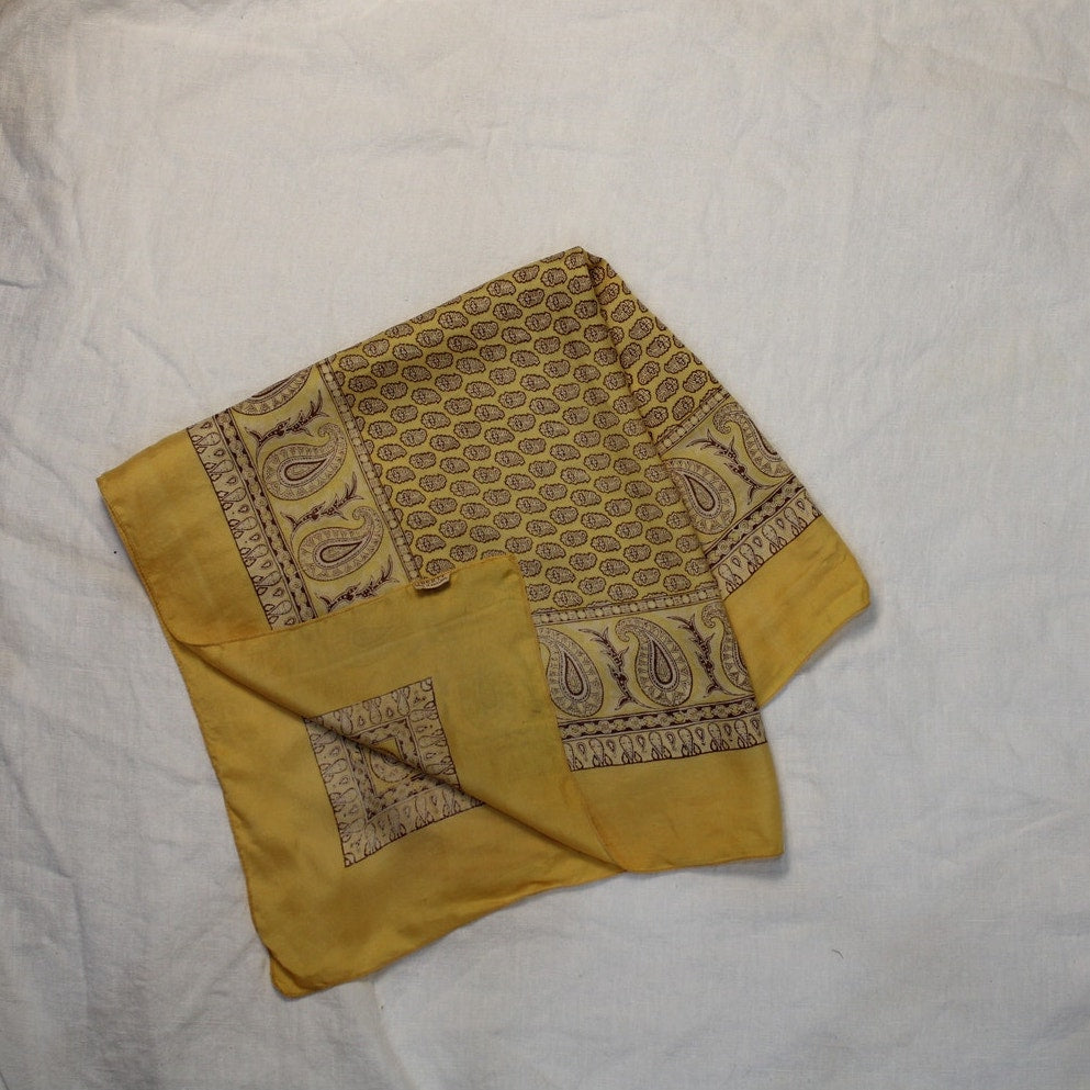 70s liberty of london yellow paisley silk scarf