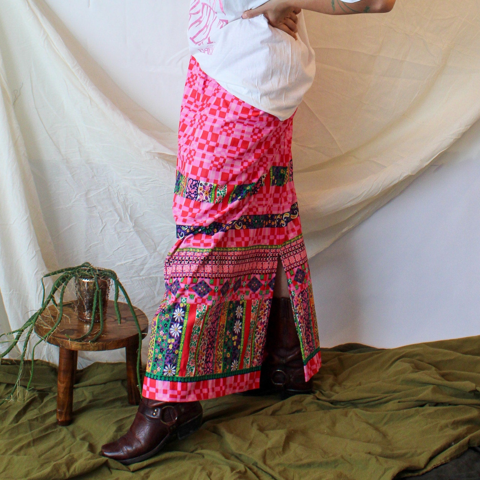 70s Lorraine Psychedelic nylon maxi skirt