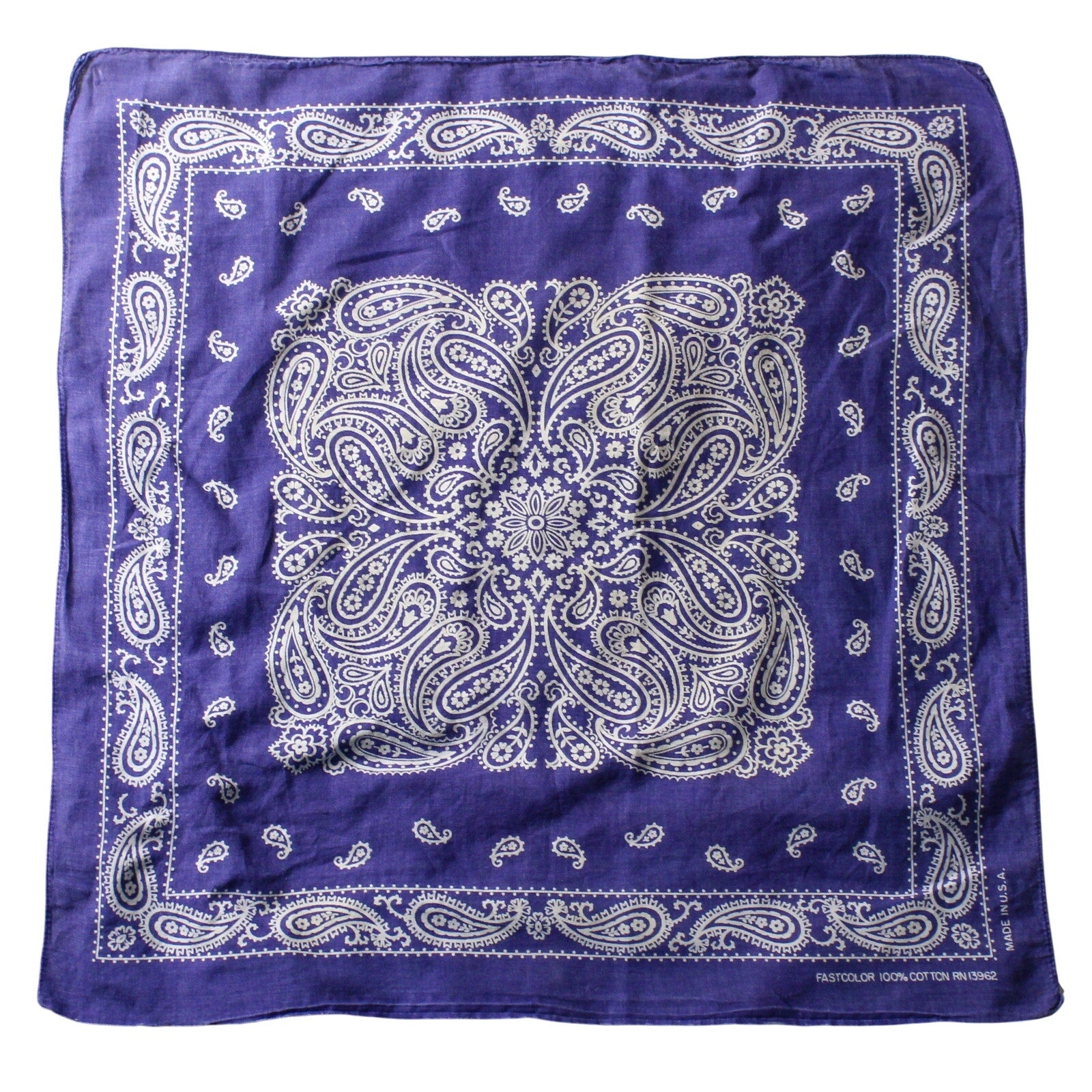 80s fast color rn13962 blue paisley bandana (made in usa)