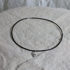60s skull charm leather choker necklace - remade