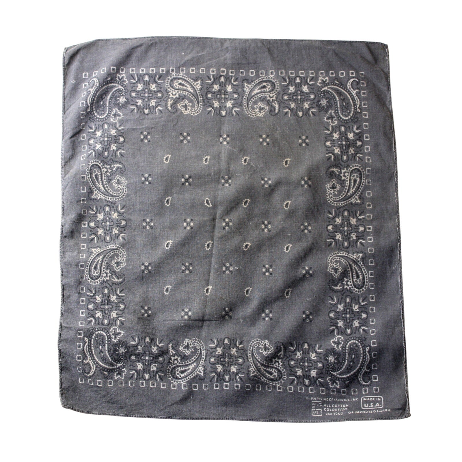 70s Paris Accessories Gray Bandana – RN 13960 Made in USA