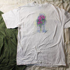 80s hanes beefy-t single stitch floral watercolor tee (l)