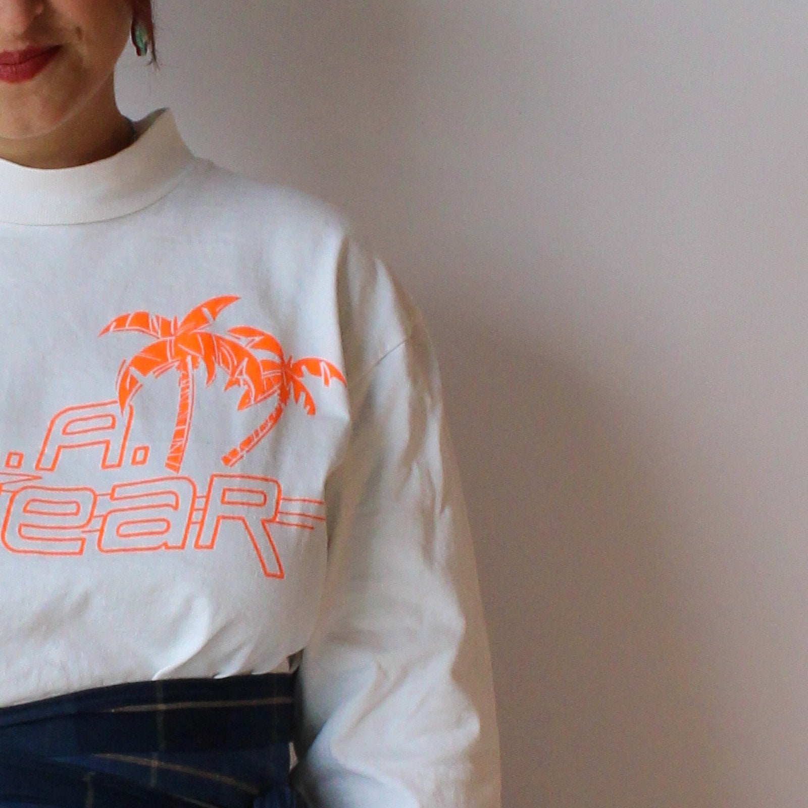 80s l.a. gear neon palm long sleeve – made in usa (l)