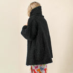 60s black karakulcha broadtail collared swing coat