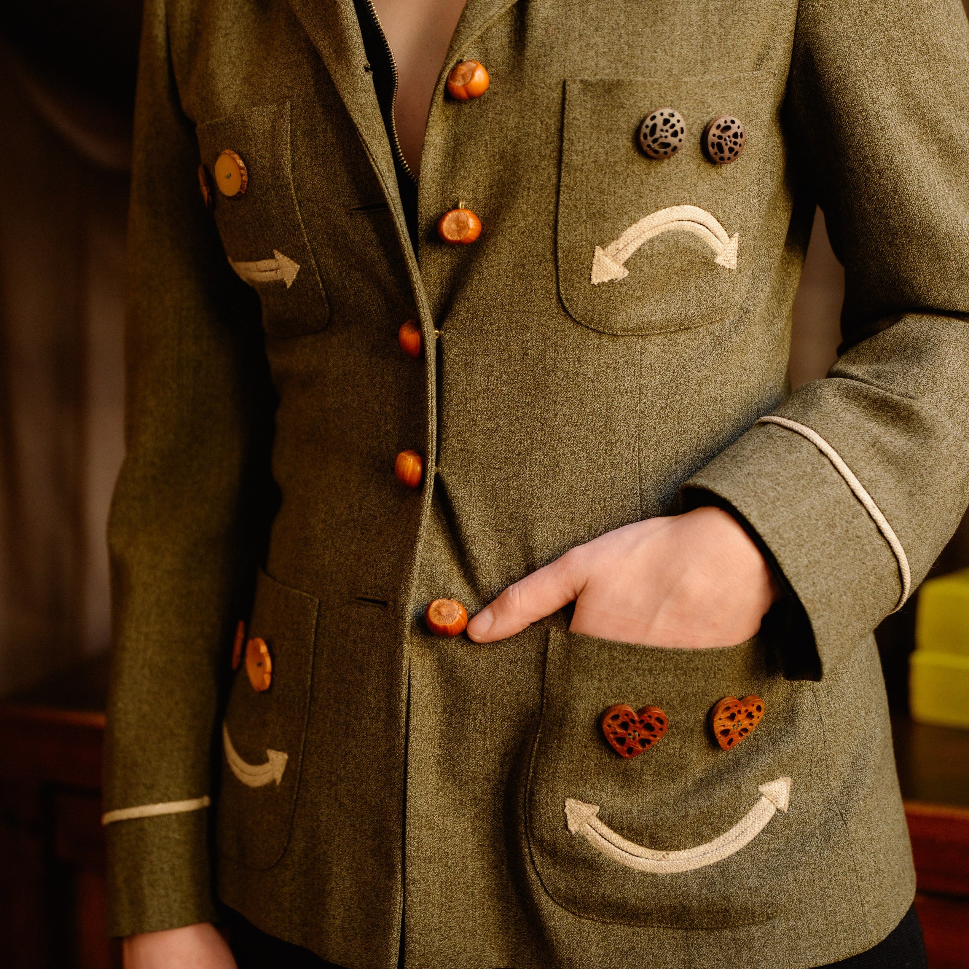 90s moschino cheap and chic “nuts about you” smiley face skirt suit - rare archival