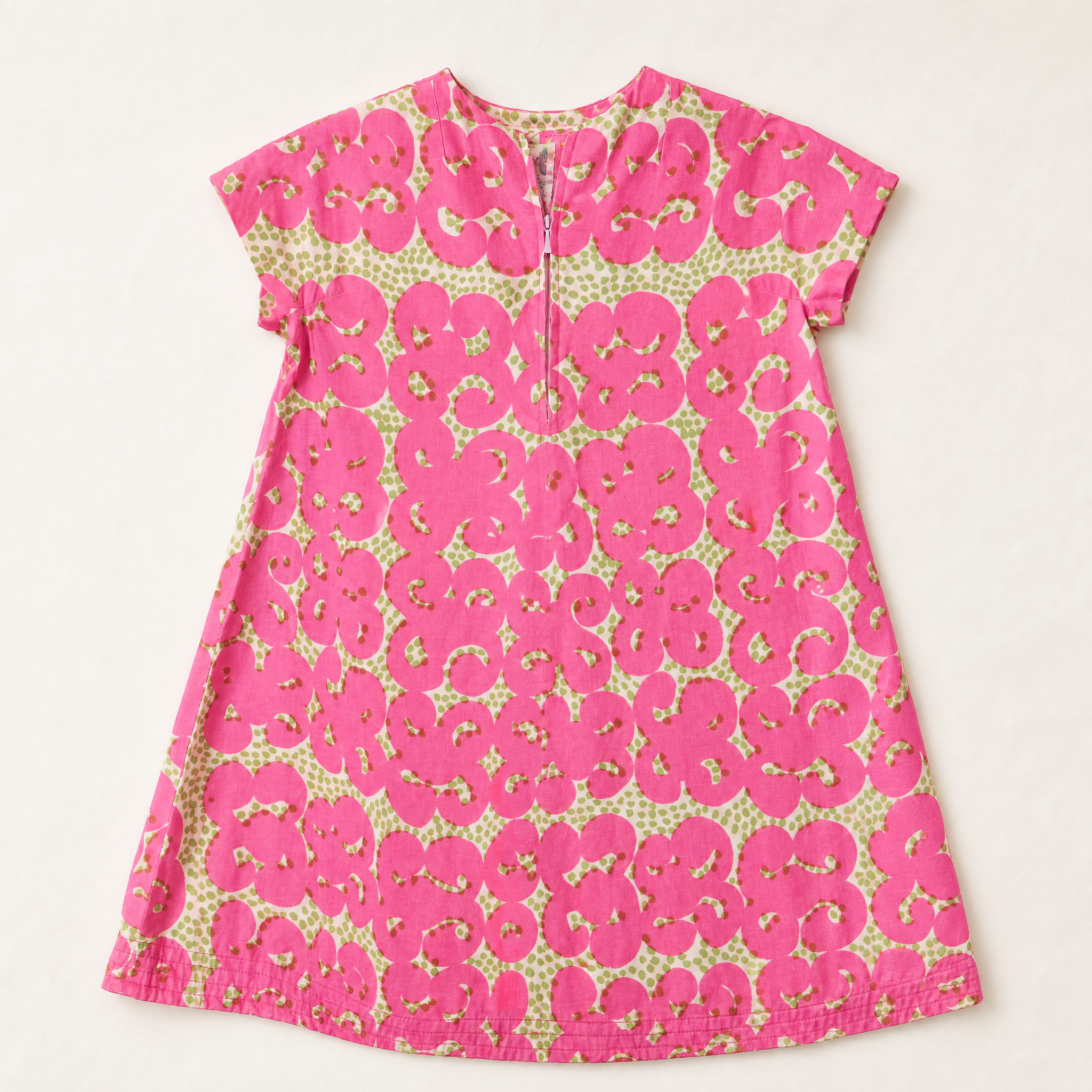 70s marimekko for design research pink swirl cotton shift dress/tunic