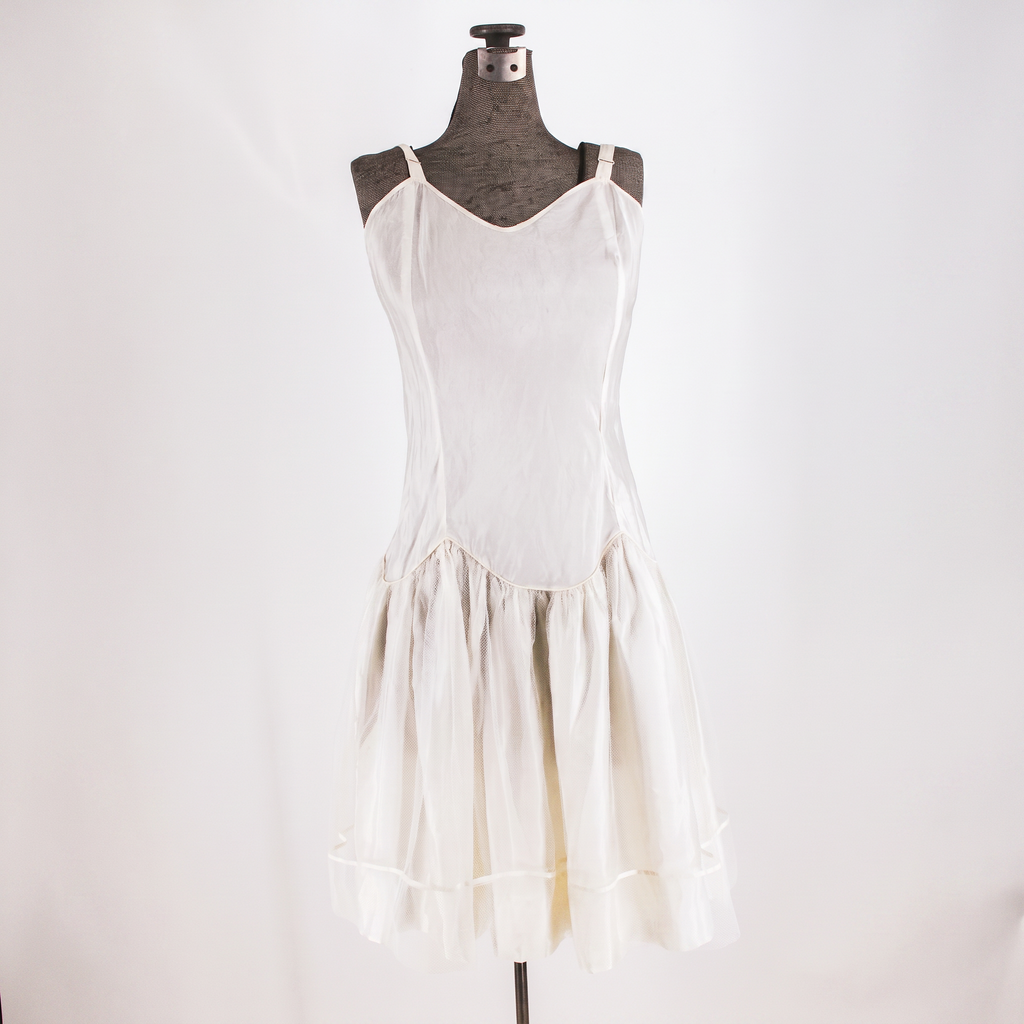 50s  silky net drop waist slip dress
