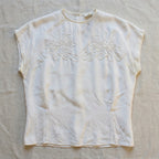 40s claire carter ivory rayon satin embroidered top