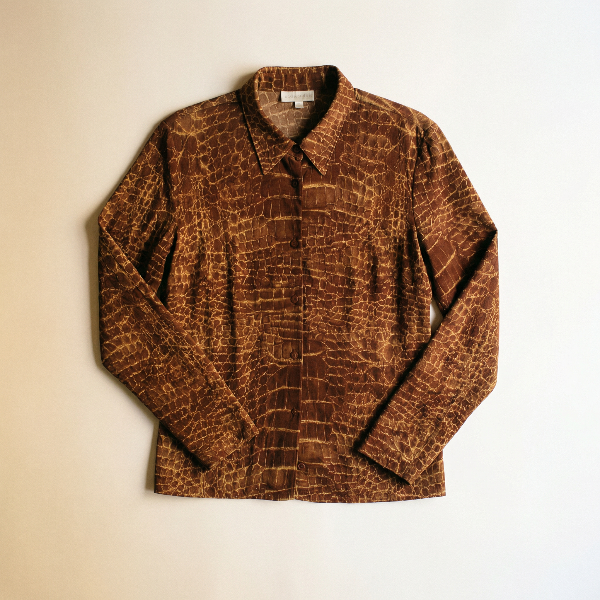 y2k blue e les copains reptile stretch button down