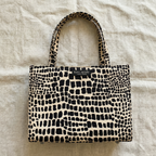 y2k kate spade black and cream animal print mini box purse