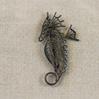50s vintage sterling silver filigree seahorse brooch