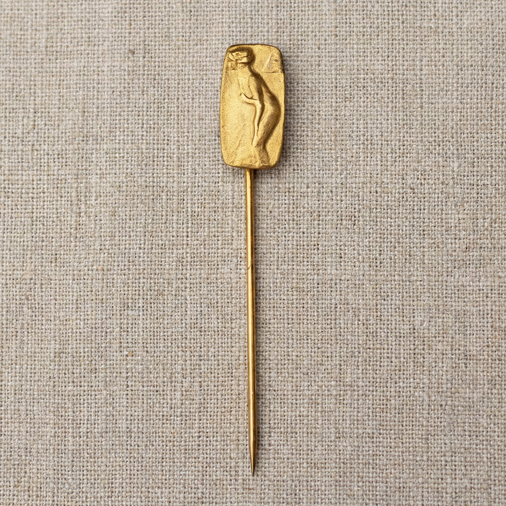 60s nude art nouveau stick pin