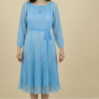 70s miss elliette pleated chiffon midi dress
