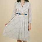 70s japanese deloge floral chiffon dress