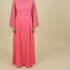 70s hot pink jeweled bell-sleeve maxi dress