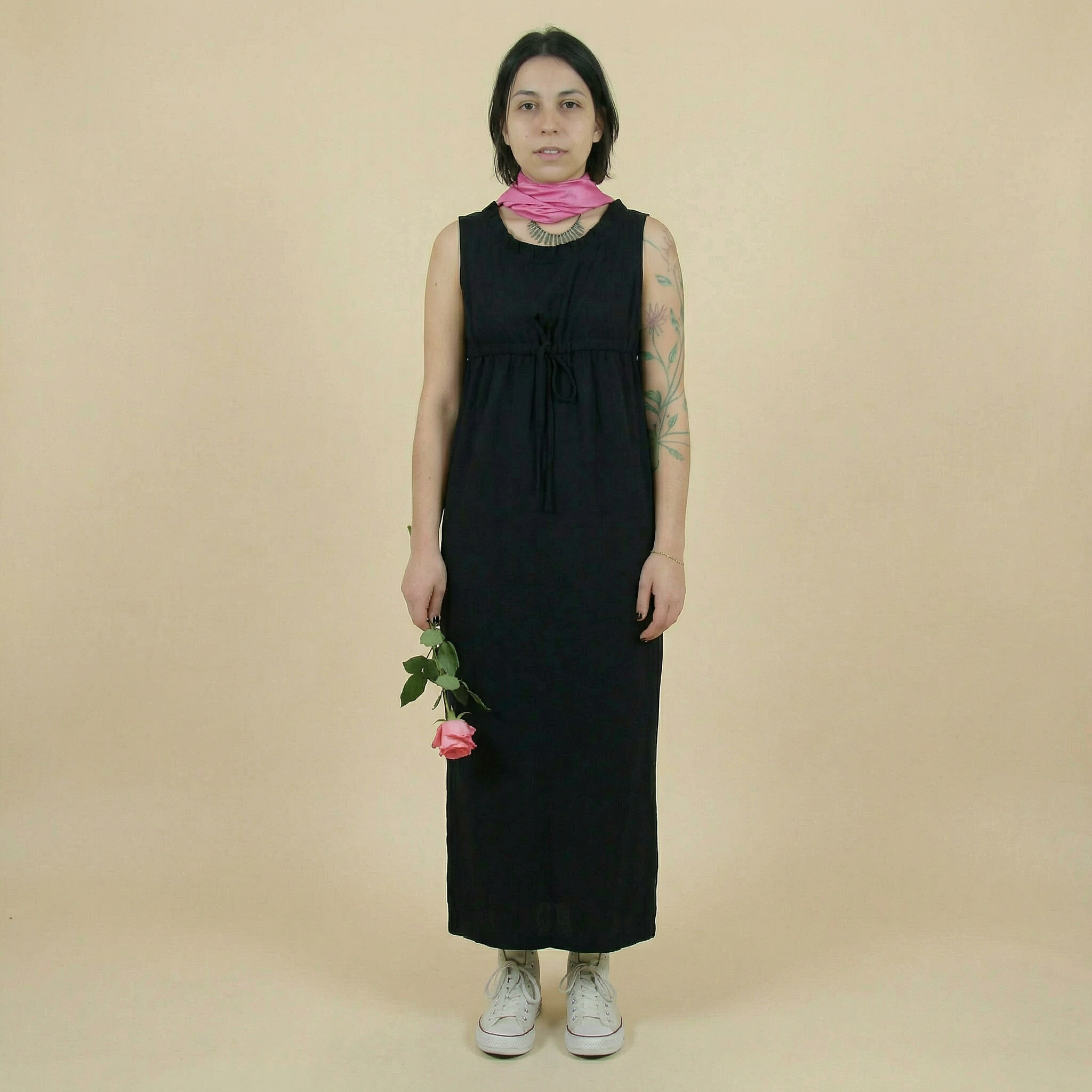 70s ed volin black ruffle maxi dress
