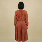 90s rust sculptural snap dress - 100% suede