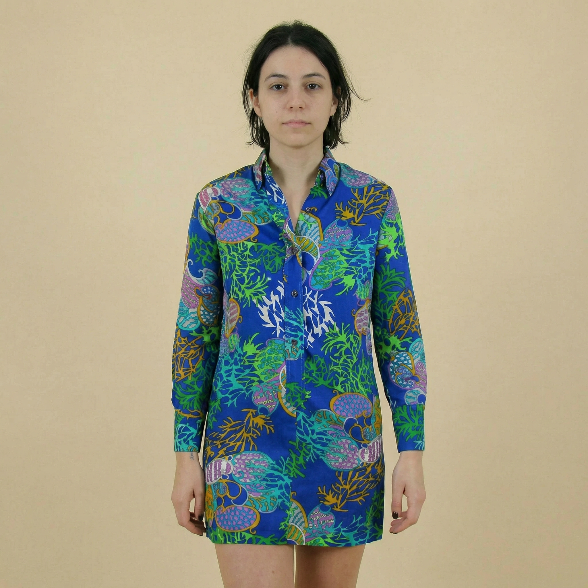 60s rare japanese seascape shirtdress