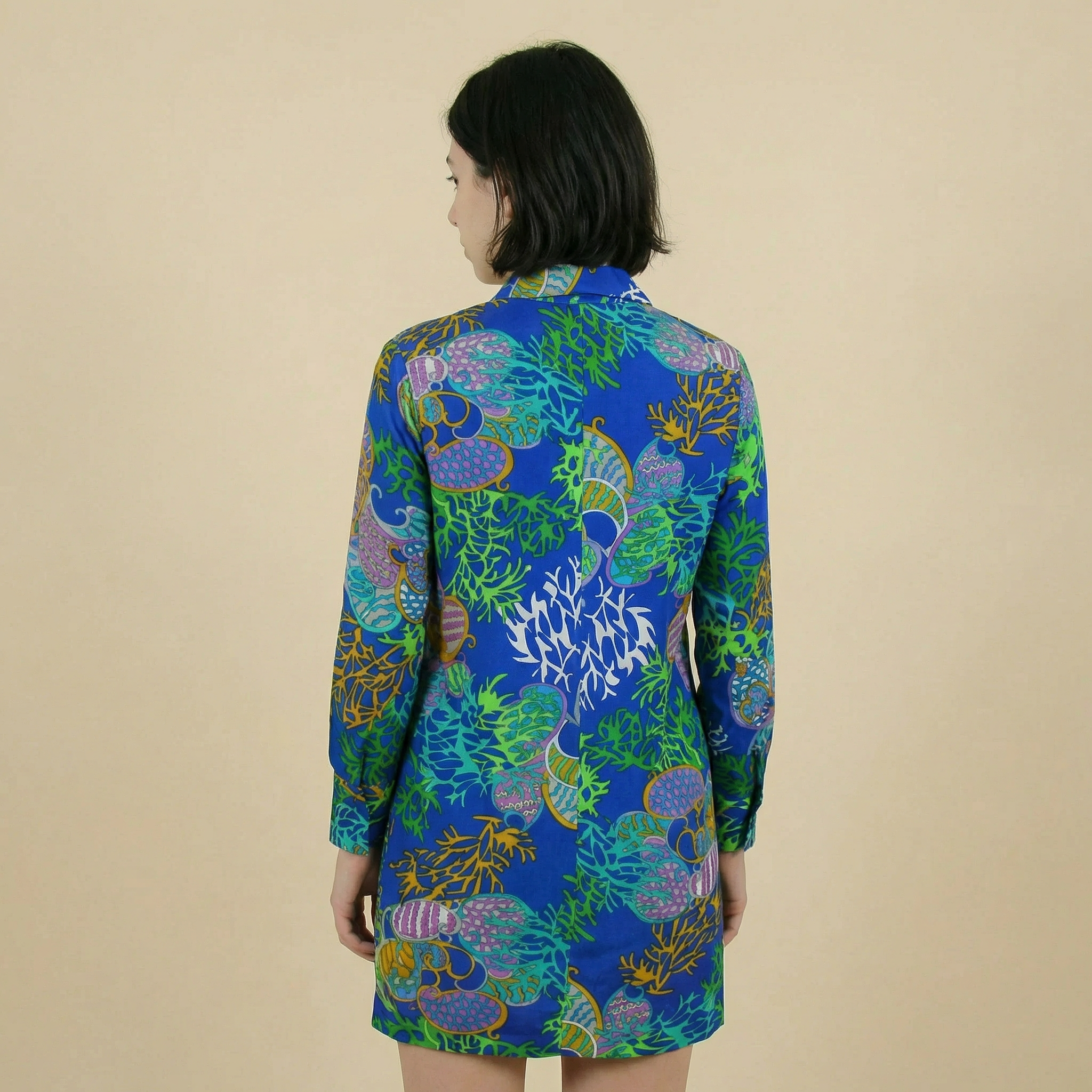 60s rare japanese seascape shirtdress