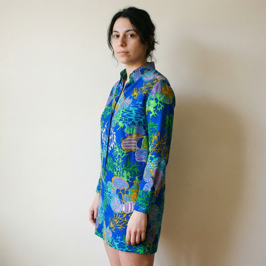 60s rare japanese seascape shirtdress