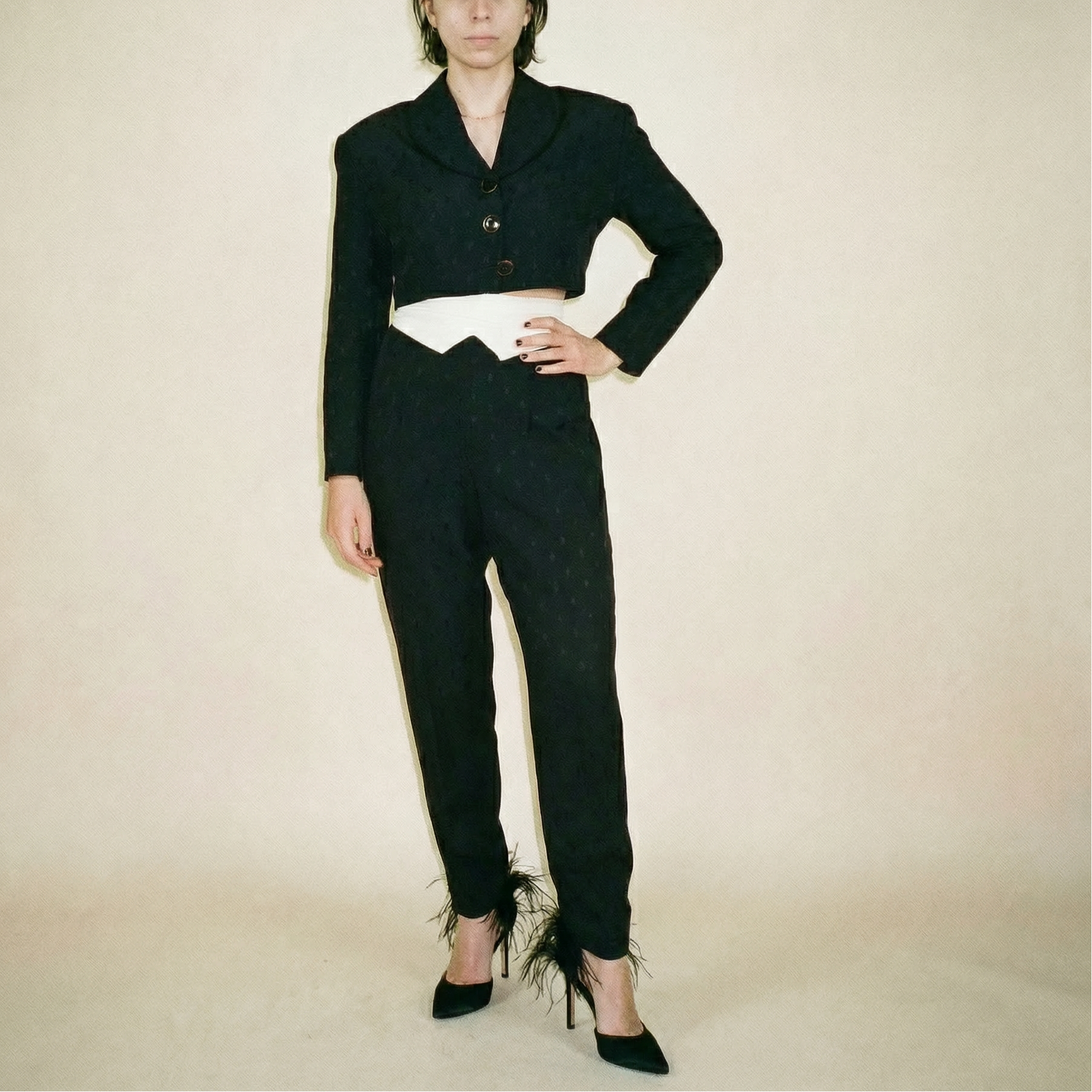 1980s michael blair  jacquard power suit set