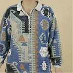 90s southwestern aztec jacquard rugby polo