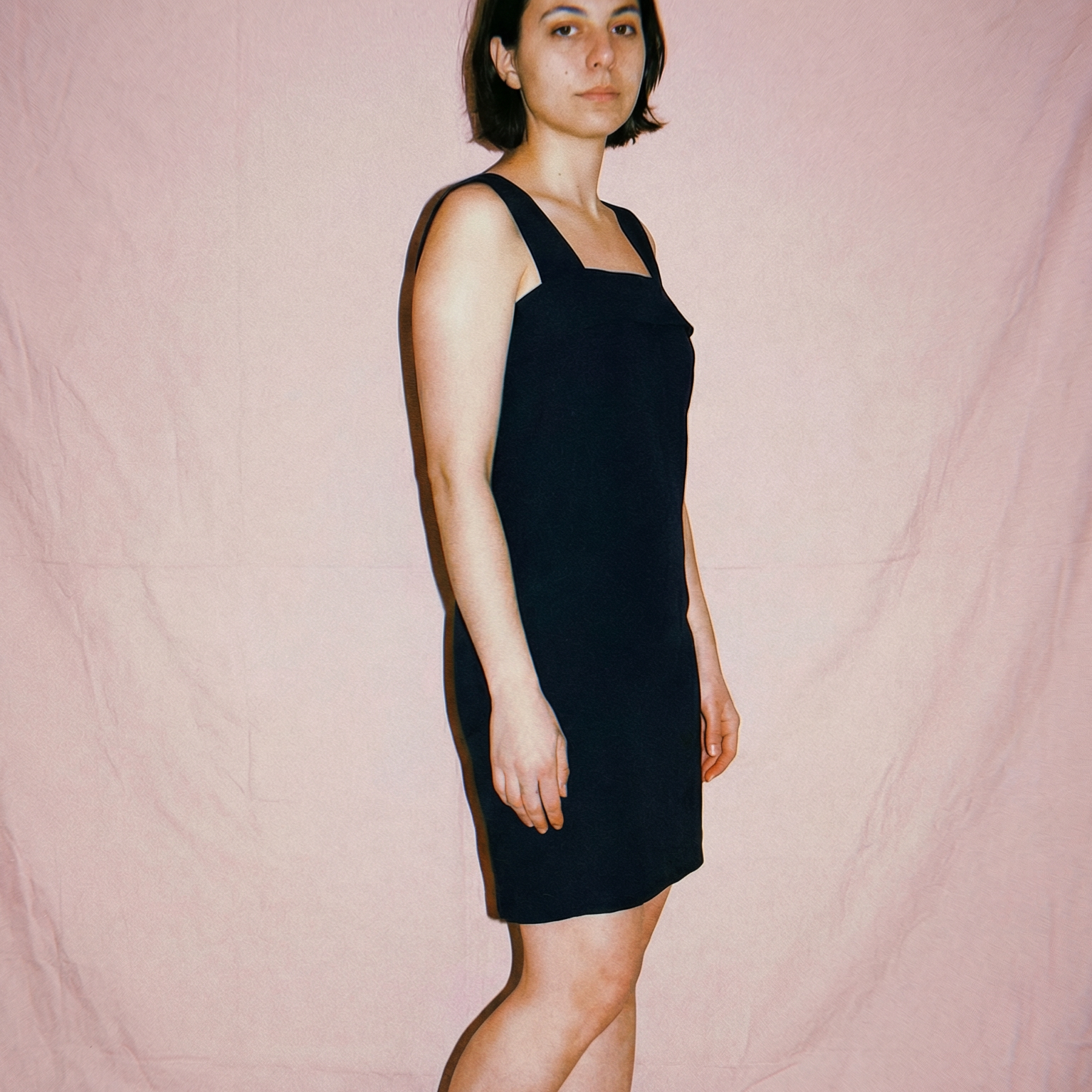 1994 gianni versace couture navy wool pinafore dress