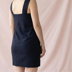 1994 gianni versace couture navy wool pinafore dress