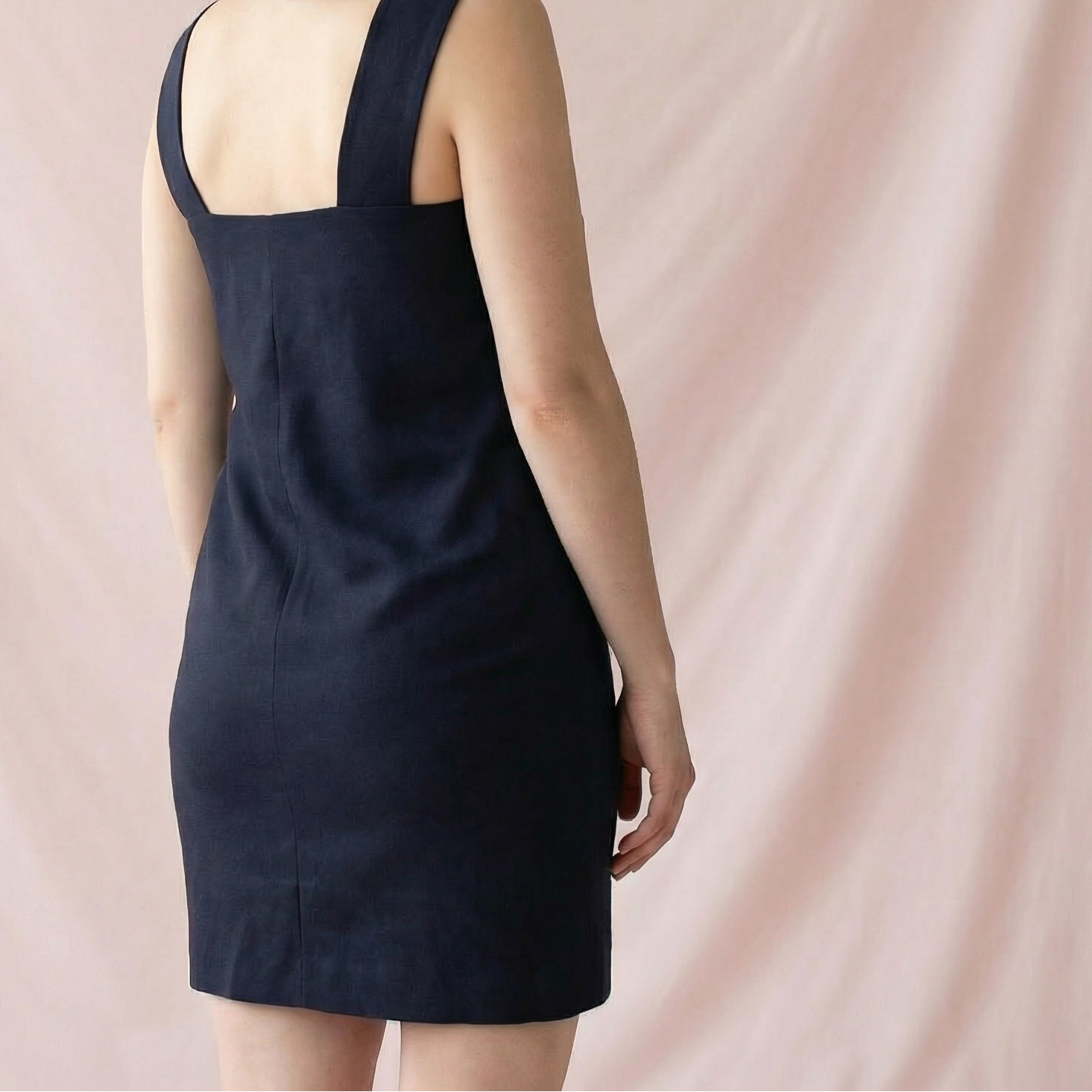 1994 gianni versace couture navy wool pinafore dress