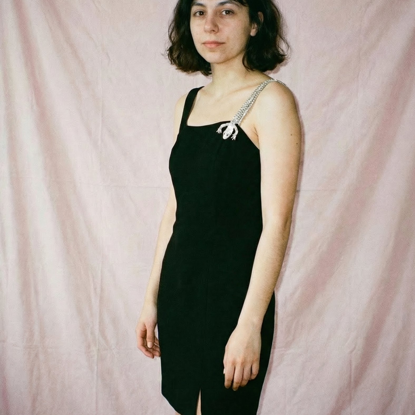 y2k gai mattiolo couture crystal lizard mini dress