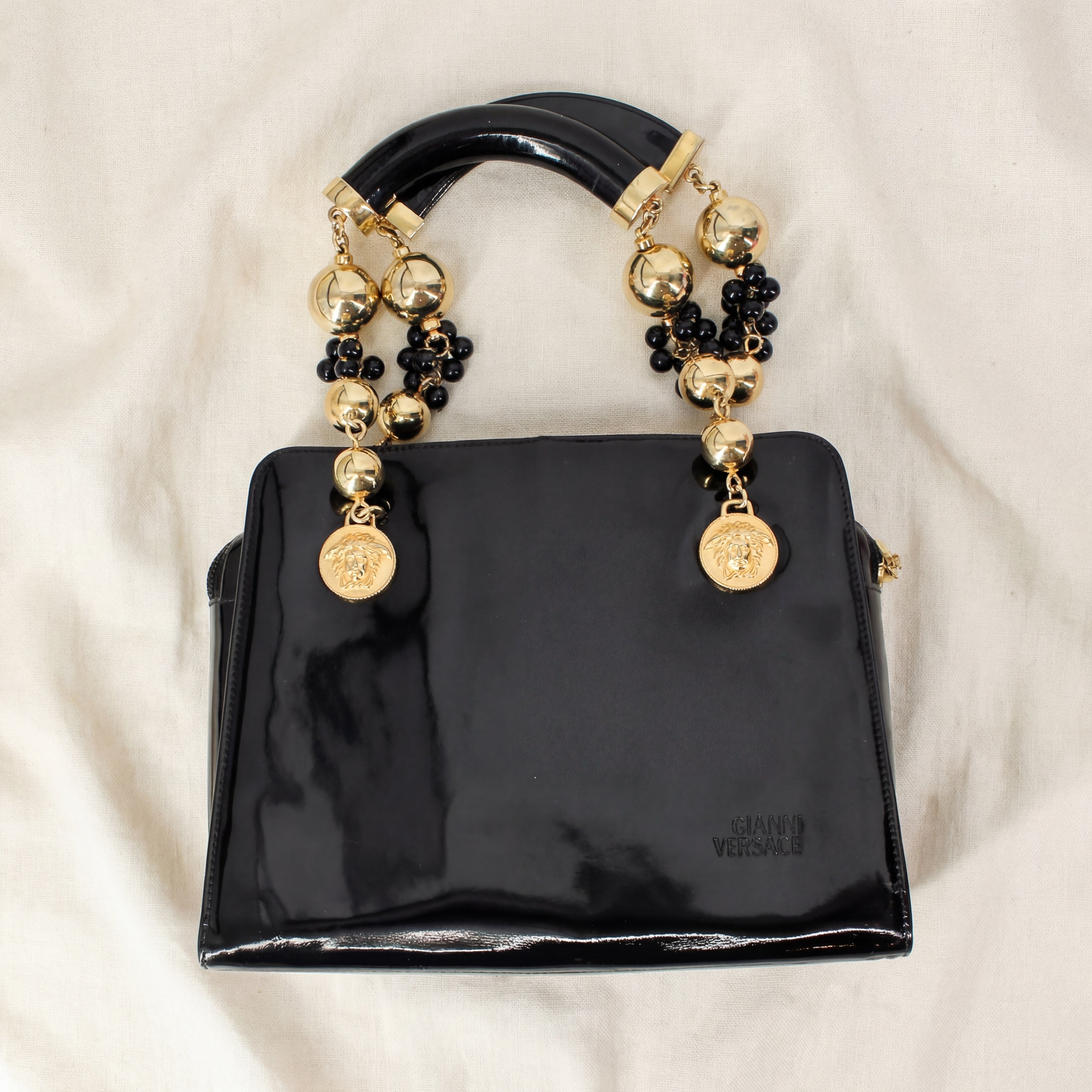 90s gianni versace 1991 medusa coin beaded handle bag