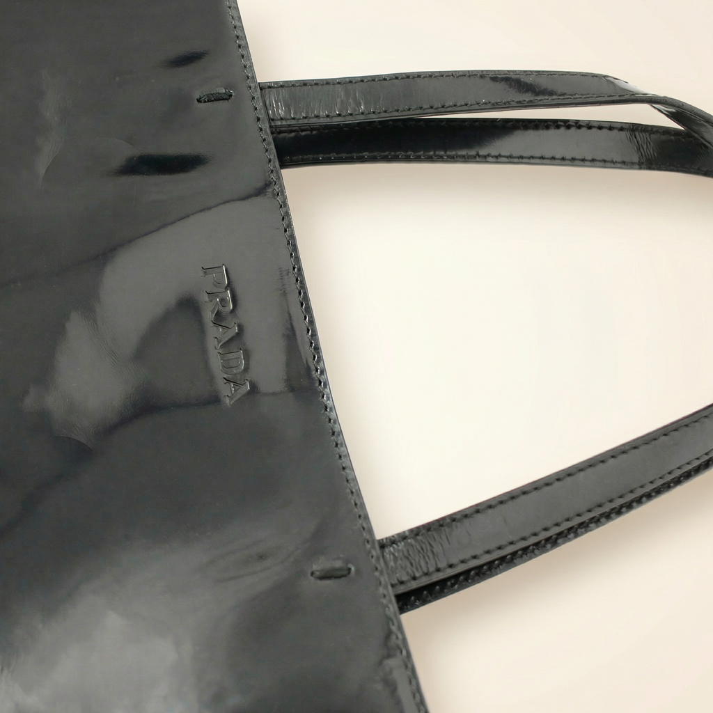 90s prada enameled leather shop tote